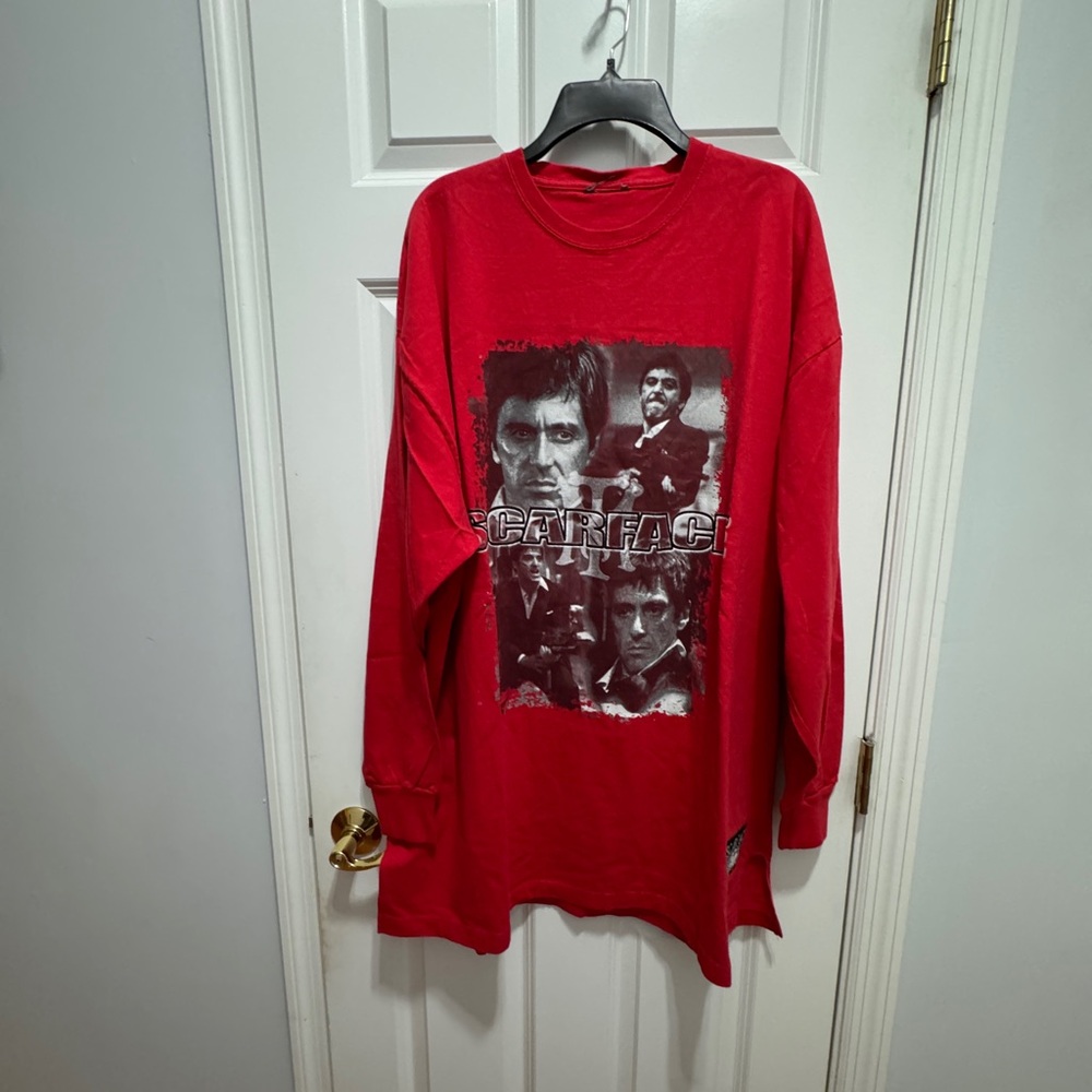 Y2K SCARFACE RED OVERSIZED longsleeve SHIRT